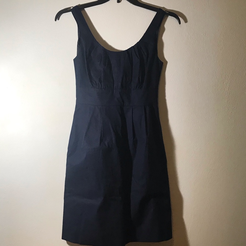 J Crew Suiting Cotton Navy Blue Dress SZ 0 Q1